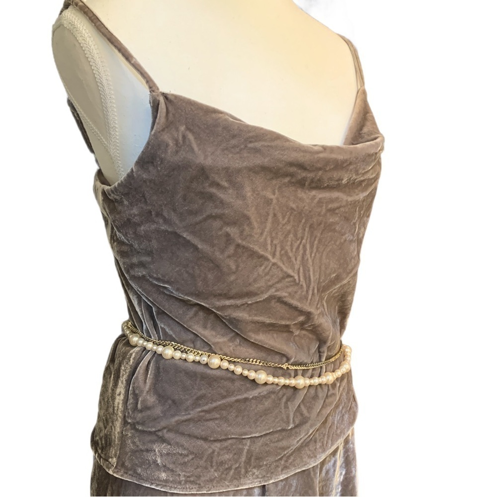 Banana Republic NWT Velvet Slip Skirt & Cowl Cami in Brown XS… - Picture 12 of 12
